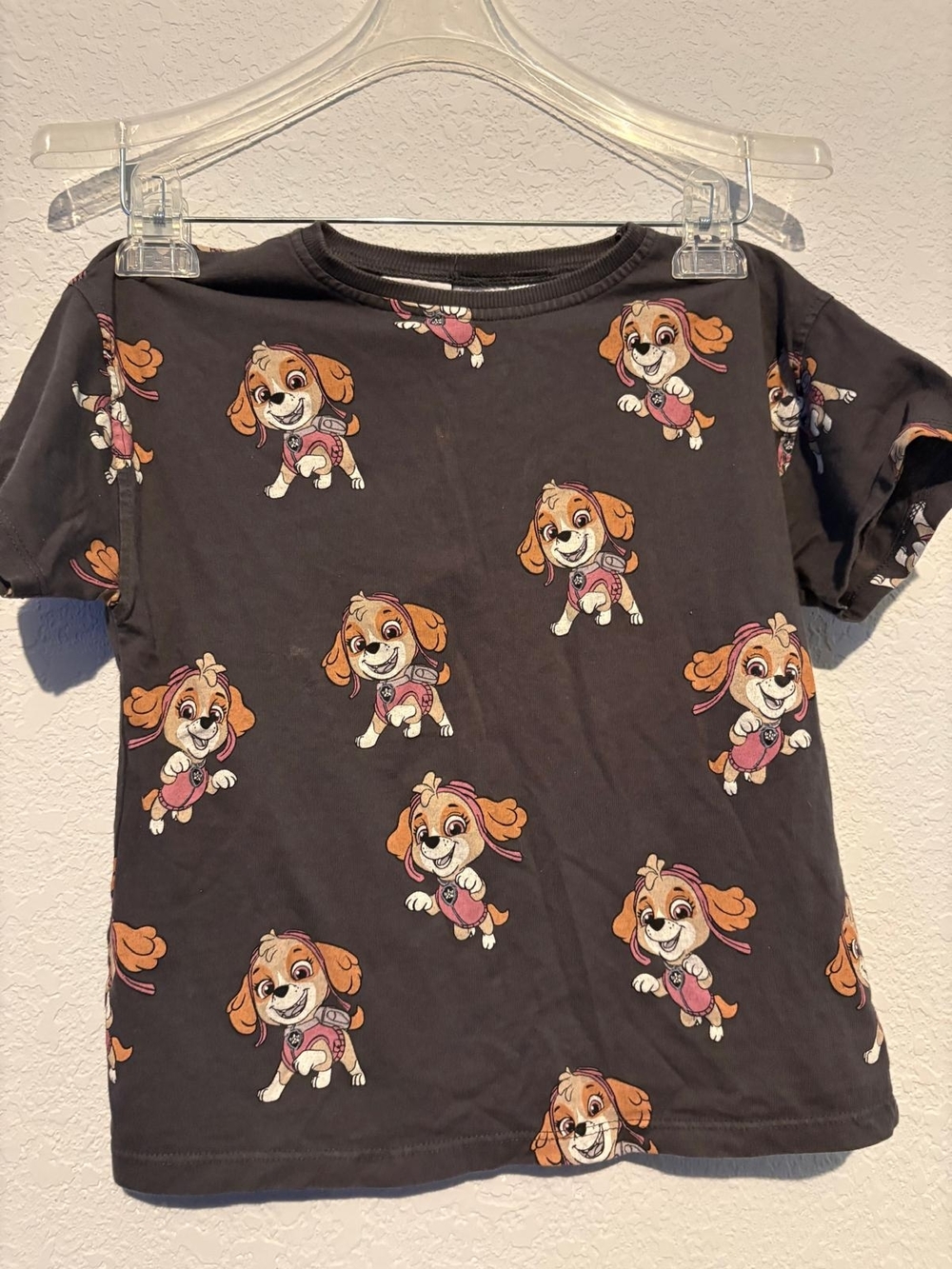 Zara Black Kids T-Shirt with Orange & Pink Cartoon Puppy Print